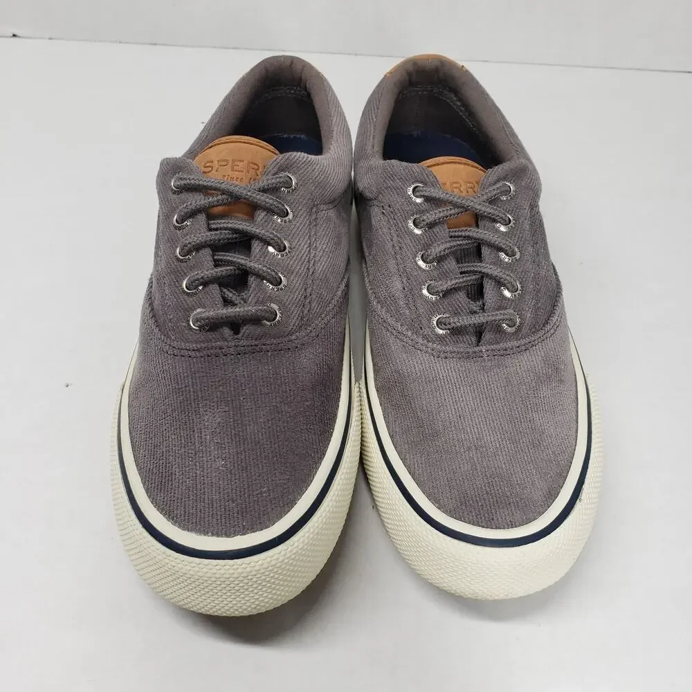 Sperry Top Sider Striper II CVO Sneaker Mens 7 Gray Corduroy Preppy Nautical